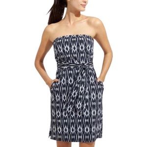 Athleta Strapless Anywhere Dress Navy Ikat